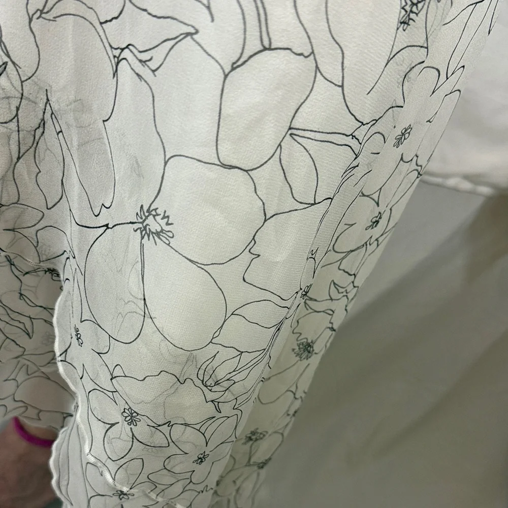 White House Black Market Ivory and Charcoal Floral Dress - Picture 6 of 11